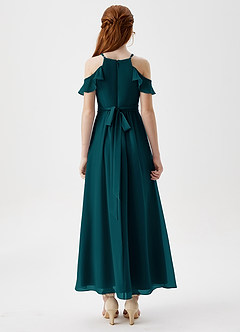 Azazie Chaya Junior Pine A-Line Off the Shoulder Chiffon Dress image2