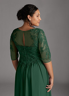 Azazie Harriet Mother of the Bride Dresses Dark Green A-Line Scoop lace Mesh Dress image8