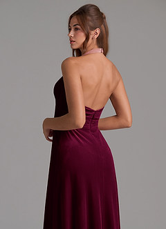 Azazie Tessie Bridesmaid Dresses Cabernet A-Line Pleated Velvet Dress image2