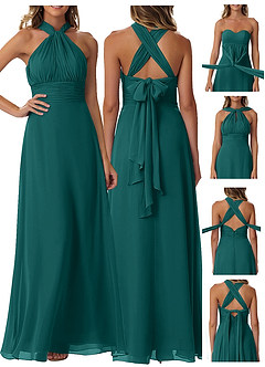 Azazie Fifi Bridesmaid Dresses Peacock A-Line Strapless Chiffon Convertible Dress image9