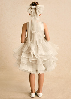 Azazie Tinie Flower Girl Dresses Champagne Ball-Gown Bow Tulle Dress image6