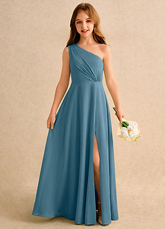 Azazie Puddles Girls Formal Flower Girl Klänningar Klä A-Line i Chiffong Ena axeln image1