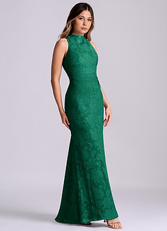 Azazie Evadne Suknie dla druhen Osłona Pofałdowany Kwiatowe wypalenie Do ziemi Sukienka image3