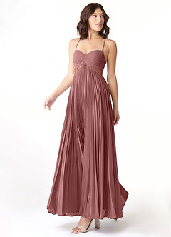 Azazie Devyn Bridesmaid Dresses Desert Rose A-Line Corset Chiffon Dress image3