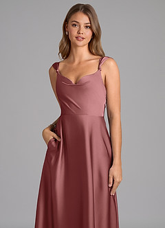 Azazie Beatrice 신부 들러리 드레스 A라인 스윗하트 네크라인 스트레치 새틴 바닥 길이 드레스 image7