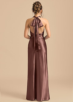 Azazie Velli Robes de demoiselle d'honneur Robe Fourreau en Satiné métallisé Col Haut Expresso image5