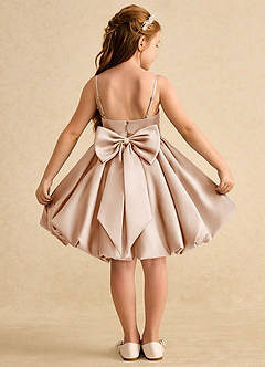 Azazie Davine Flower Girl Dresses English Rose A-Line Spaghetti Strap Matte Satin Dress image1