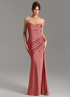 Azazie Zorah Bridesmaid Dresses Antique Rose Mermaid Corset Stretch Satin Convertible Dress image3