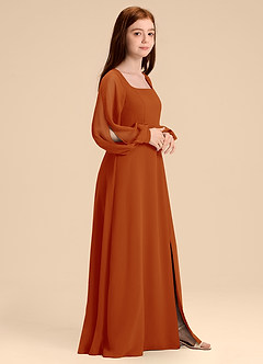 Azazie Bondi Junior Abito A-Line in Chiffon Blusa Paprika image1