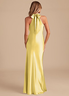Azazie Doretta Brautjungfernkleider Meerjungfrau-Linie Schleifen Metallischer Satin Kleid Kanarienvogel image6