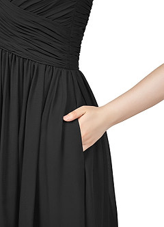 Azazie Angie Bridesmaid Dresses Black A-Line Corset Chiffon Dress image10