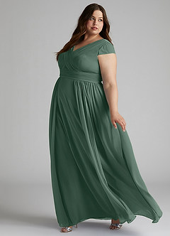 Azazie Organa Bridesmaid Dresses Sea Moss A-Line Pleated Chiffon Dress image9