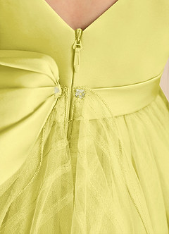 Azazie Pear Flower Girl Dresses Canary Ball-Gown Bow Tulle Dress image7