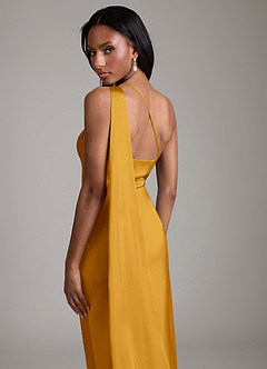 Azazie Galinda Suknie dla druhen Syrena Jedno ramię Satyna elastyczna Do ziemi Sukienka image2