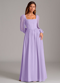 Azazie Maree Bridesmaid Dresses Lilac A-Line Corset Chiffon Dress image4