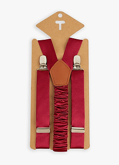 front Boy's Matching Matte Satin Bow Tie & Suspenders Set