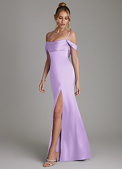 Azazie Nira Bridesmaid Dresses Lilac Mermaid Corset Stretch Satin Dress image7