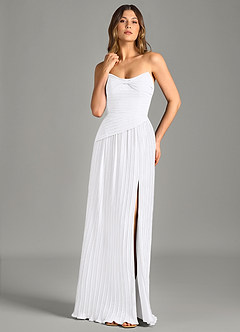 Azazie Becka Bridesmaid Dresses White A-Line Strapless Chiffon Dress image1