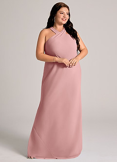 Azazie Doretta Bridesmaid Dresses Dusty Rose Mermaid Pleated Chiffon Dress image10