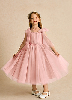Azazie Dori Flower Girl Dresses Rosette A-Line Ruched Tulle Dress image6