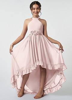 Azazie Hermione Junior Robe Trapèze en Mousseline de soie Rose Pâle image2