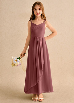 Azazie Zaida Girls Formal Flower Girl Dresses Amethyst A-Line Pleated Chiffon Dress image3
