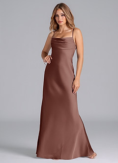 Azazie Seema Bridesmaid Dresses Espresso Mermaid Corset Stretch Satin Dress image4