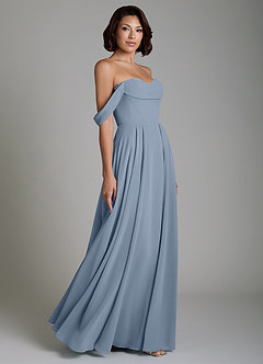 Azazie Loisa Abiti da Damigella Abito Convertibile A-Line in Chiffon Corsetto Blu Polveroso image6
