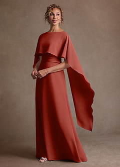 Azazie Marilla Mother of the Bride Dresses Terracotta A-Line Pleated Chiffon Dress image5