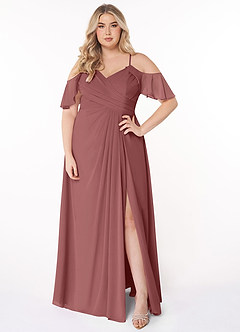 Azazie Dakota Bridesmaid Dresses Amethyst A-Line V-Neck Pleated Chiffon Dress image11