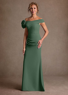 Azazie Gwynne vestidos de madre de la novia Vestido de Eucalipto de Crepé elástico de Corte Sirena con Vestidos sin tirantes image4