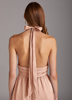 Azazie Oli Robes de demoiselle d'honneur Combinaison en Satin extensible Plissée Or Rose image5