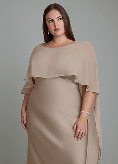 Azazie Stefania Robes de demoiselle d'honneur Robe Trapèze en Satin extensible Taupe image8