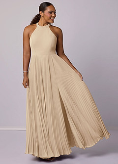 Barbie ♥ Azazie Bridesmaid Dresses Champagne A-Line Pleated Chiffon Dress image9