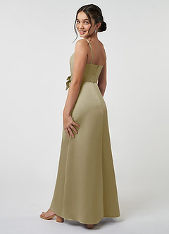 Azazie Anina Junior Robe Trapèze en Satin extensible Arc Vert Mousse image5