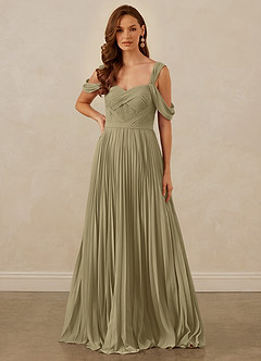Christian Siriano Bridal for Azazie 1013 Bridesmaid Dresses Moss Green A-Line Off the Shoulder Chiffon Dress image8