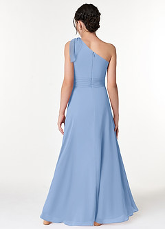Azazie Cleo Steel Blue A-Line Pleated Chiffon Dress image2