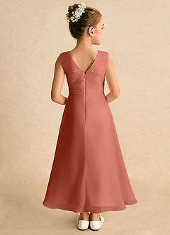 Azazie Edelweiss Flower Girl Dresses Clay A-Line Pleated Chiffon Dress image6