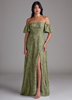 Azazie Sue Bridesmaid Dresses Pistachio A-Line Off the Shoulder Floral Burnout Convertible Dress image5
