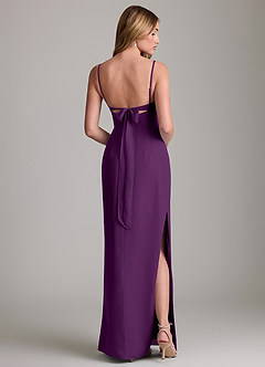 Azazie Mai Bridesmaid Dresses Grape Sheath Pleated Chiffon Dress image2