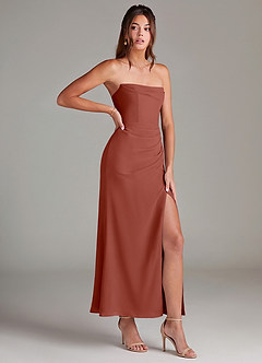 Azazie Leonis Bridesmaid Dresses Auburn Mermaid Strapless Chiffon Convertible Dress image8