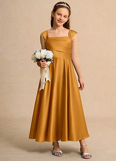 Azazie Bundle Junior Formal Flower Girl Klänningar Klä A-Line i Matt satäng Plisserad image3