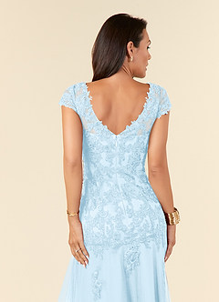 Azazie Romy Mother of the Bride Dresses Sky Blue Mermaid V-Neck Sequins Tulle Dress image6