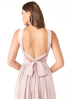 Azazie Dionne Robes de demoiselle d'honneur Robe Trapèze en Mousseline de soie Corset Rose Pâle image3