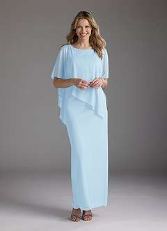 Azazie Aspyn Mother of the Bride Dresses Sky Blue Sheath Beaded Mesh Dress image1