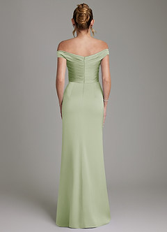 Azazie Teyana Bridesmaid Dresses Dusty Sage Sheath Off the Shoulder Stretch Satin Dress image7