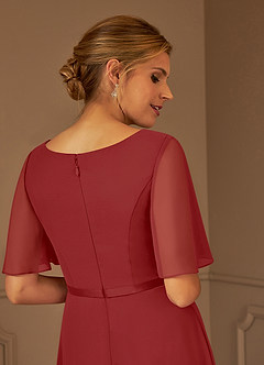 Azazie Tricia Kleider für die Brautmutter A-Linie V-Hals Gefaltet Chiffon Kleid Rost image7