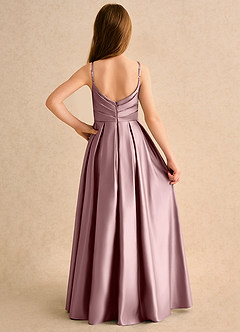 Azazie Reia Girls Formal Final Sale Dusty Rose A-Line Pleated Matte Satin Dress image2