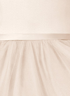 Azazie Marybell Flower Girl Dresses White Alabaster A-Line Bow Tulle Dress image4