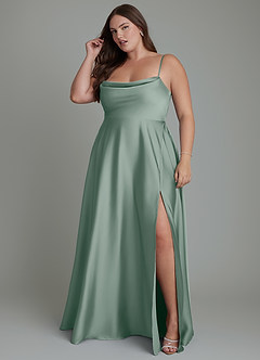 Azazie Elle Robes à essayer chez vous Robe Trapèze en Satin extensible Plissé Noir image12